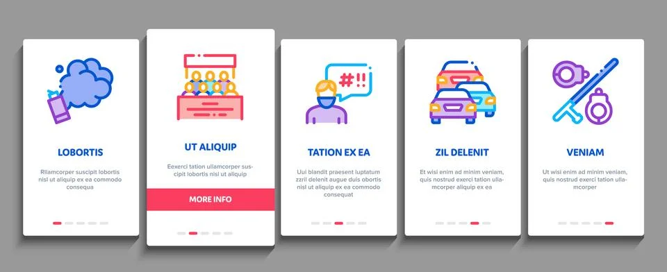Protest And Strike Onboarding Elements Icons Set Vector 库存插图