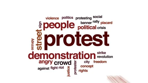 Protest animated word cloud, text design animation. Stock Footage 74906786