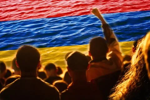 Protest Armenia. Conflict war between Armenia and Azerbaijan over Nagorno Stock Illustration