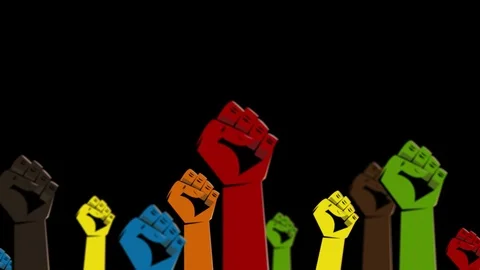 Protest Art animation, rising hands showing clenched fist gesture. Stock Footage 125079858