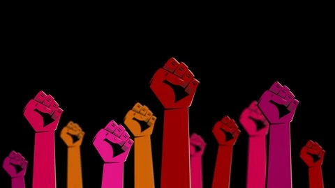 Protest Art animation, rising hands showing clenched fist gesture. Stock Footage 125079869