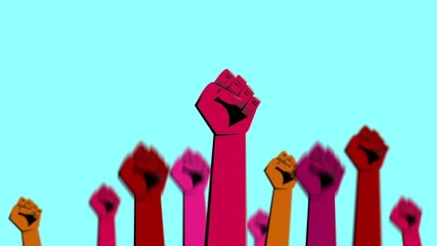 Protest Art animation, rising hands showing clenched fist gesture. Stock Footage 125079903