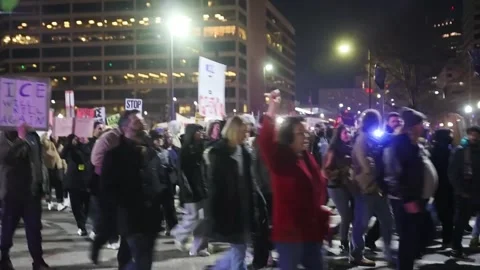 Protest at Baltimore ICE Field Office After Minneapolis Shooting Stock Footage 326103077