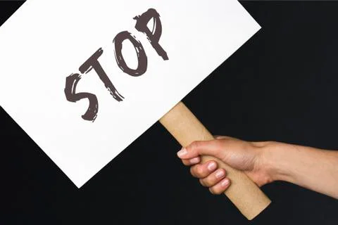 Protest banner on black background Stock Photos