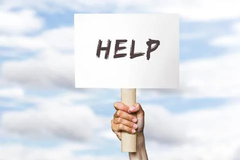 Protest banner on cloudy sky background Stock Photos