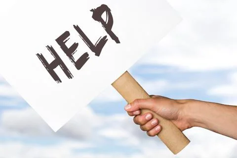 Protest banner on cloudy sky background Stock Photos