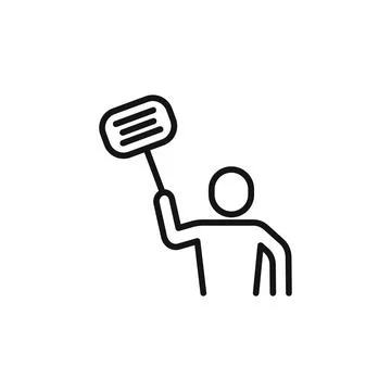 Protest banner in hand icon outline collection in black and on white backgrou Illustrazione stock
