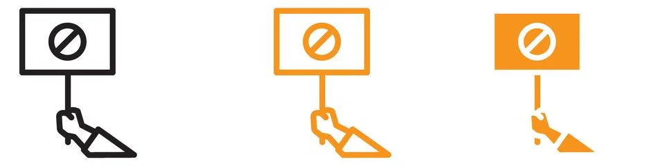 Protest Banner in Hand Icon Set Activism and Advocacy Illustrations for Soc.. Illustrazione stock