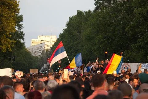 Protest in Belgrade with a walk. Stock Photos