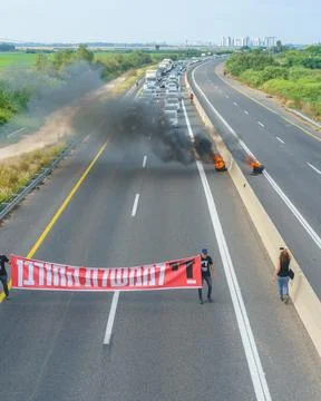 Protest on bridges and road blocking Stock Photos
