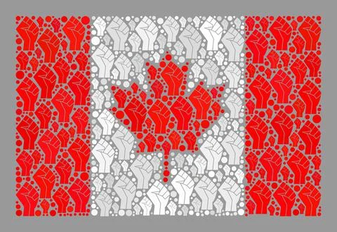 Protest Canada Flag - Collage with Fingers Punch Items 스톡 일러스트
