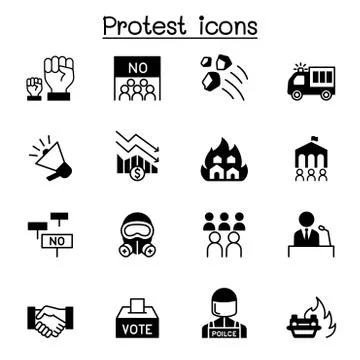 Protest &amp; chaos icon set vector illustration graphic design Stock-Illustration