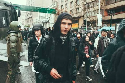 Protest in Chile Stock Photos