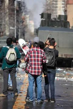 Protest in Chile Stock Photos