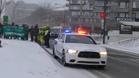 Protest in the city during winter Stock Footage 87751249
