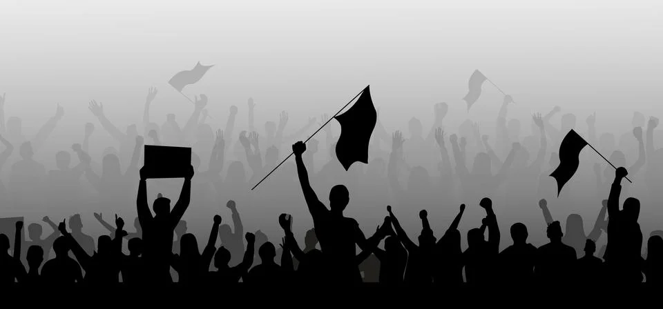 Protest crowd holding Ilustração Stock