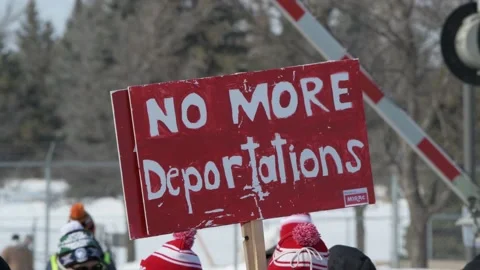 Protest to demand an immediate end to the war on immigrants. Video stock 149085613
