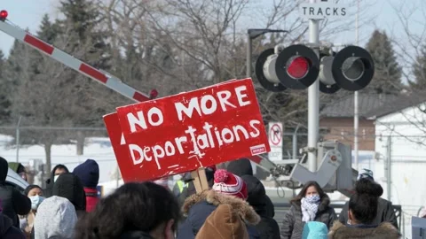 Protest to demand an immediate end to the war on immigrants. Video stock 149085645