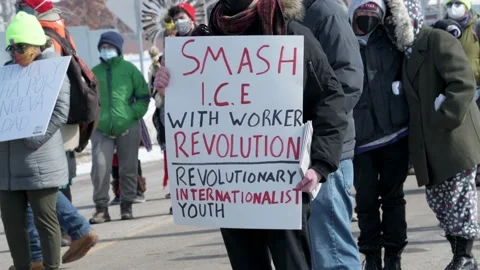 Protest to demand an immediate end to the war on immigrants. Video stock 149086135