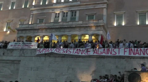Protest demonstration against austerity Greece Stock Footage 51415179