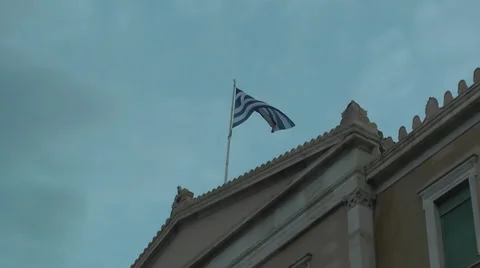 Protest demonstration against austerity Greece &amp; Greek flag Stock Footage 51415575