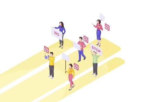 Protest event isometric vector illustration Illustrazione stock