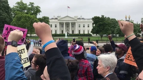 Protest Fists Up at The White House Stock Footage