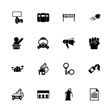 Protest - Flat Vector Icons Stock Illustration