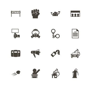 Protest - Flat Vector Icons Stock Illustration