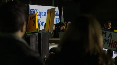 Protest Footage from No on Proposition 8 / No on Proposition Hate 2008 Stock Footage 109190252