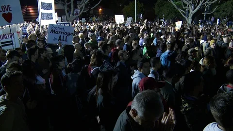 Protest Footage from No on Proposition 8 / No on Proposition Hate 2008 Stock Footage 109190328