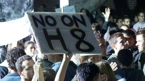 Protest Footage from No on Proposition 8 / No on Proposition Hate 2008 Video stock 109191148