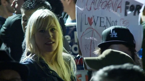 Protest Footage from No on Proposition 8 / No on Proposition Hate 2008 Stock Footage 109191240