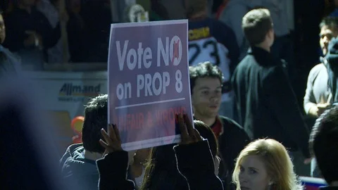 Protest Footage from No on Proposition 8 / No on Proposition Hate 2008 Video stock 109191282