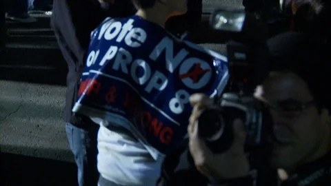 Protest Footage from No on Proposition 8 / No on Proposition Hate 2008 Video stock 109191528