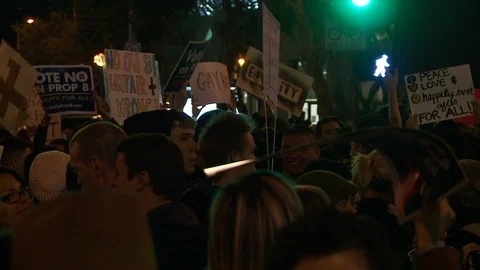 Protest Footage from No on Proposition 8 / No on Proposition Hate 2008 Stock Footage 109191972