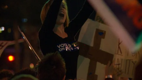 Protest Footage from No on Proposition 8 / No on Proposition Hate 2008 Video stock 109191989
