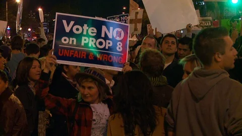Protest Footage from No on Proposition 8 / No on Proposition Hate 2008 Stock Footage