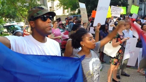Protest for Haitian immigrant rights  Stock Footage 51474526