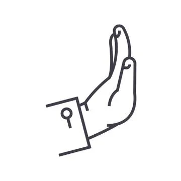 Protest hand, no vector line icon, sign, illustration on background, editable Stock Illustration