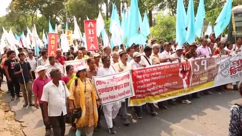 Protest held in Kolkata over teachers' job cancellation, INDIA, IN - 17 Apr 2025 Stock Footage 306857080