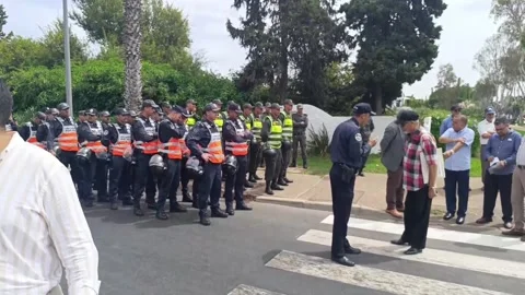 Protest held outside Spanish Embassy in Rabat over treatment of Moroccan migrant Stock Footage 344446704