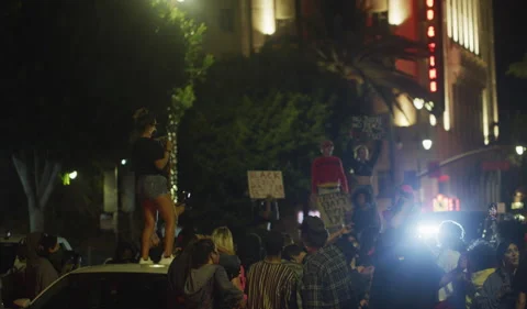 Protest Hollywood blocking intersection Stock Footage 143402950