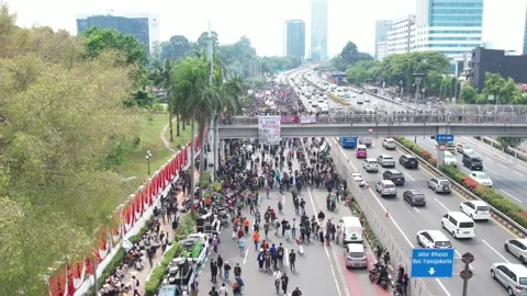 PROTEST AT INDONESIAN PARLEMENT BECAUSE SUDDENLY CHANGES OF ELECTION LAW Stock Footage 282573503
