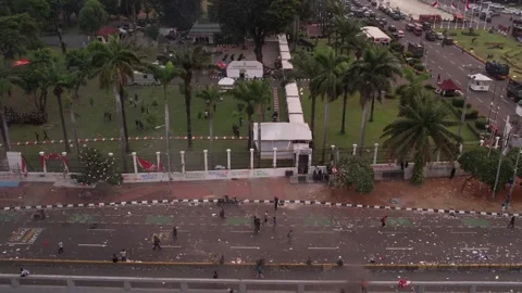 PROTEST AT INDONESIAN PARLEMENT BECAUSE SUDDENLY CHANGES OF ELECTION LAW Stock Footage 282574322