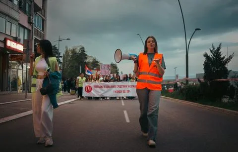 Protest in Kraljevo - pump, pump Ibar water Stock-Fotos