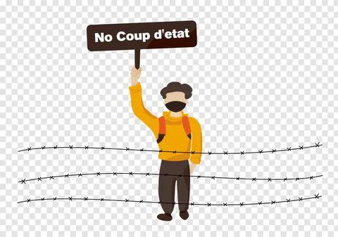 A protest man in barb line with no seize power sign campaign vector  Stock Illustration
