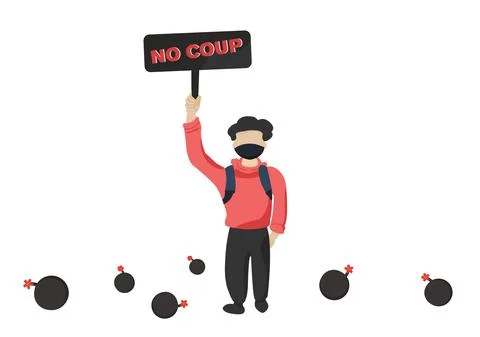 A protest man in bomb zone with no seize power sign vector on white background  Stock Illustration