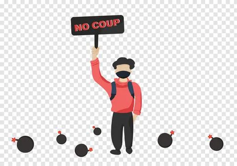 A protest man in bomb zone with no seize power sign vector on clear background  Stock Illustration