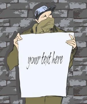 Protest man holds a banner Stock Illustration